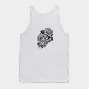 Black Rose Flowers Vintage Print Tank Top